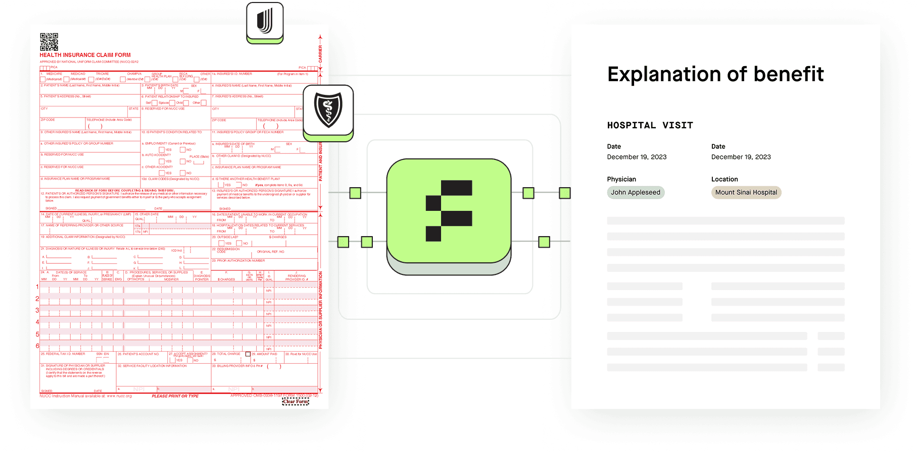 CMS-1500 claims form transformation