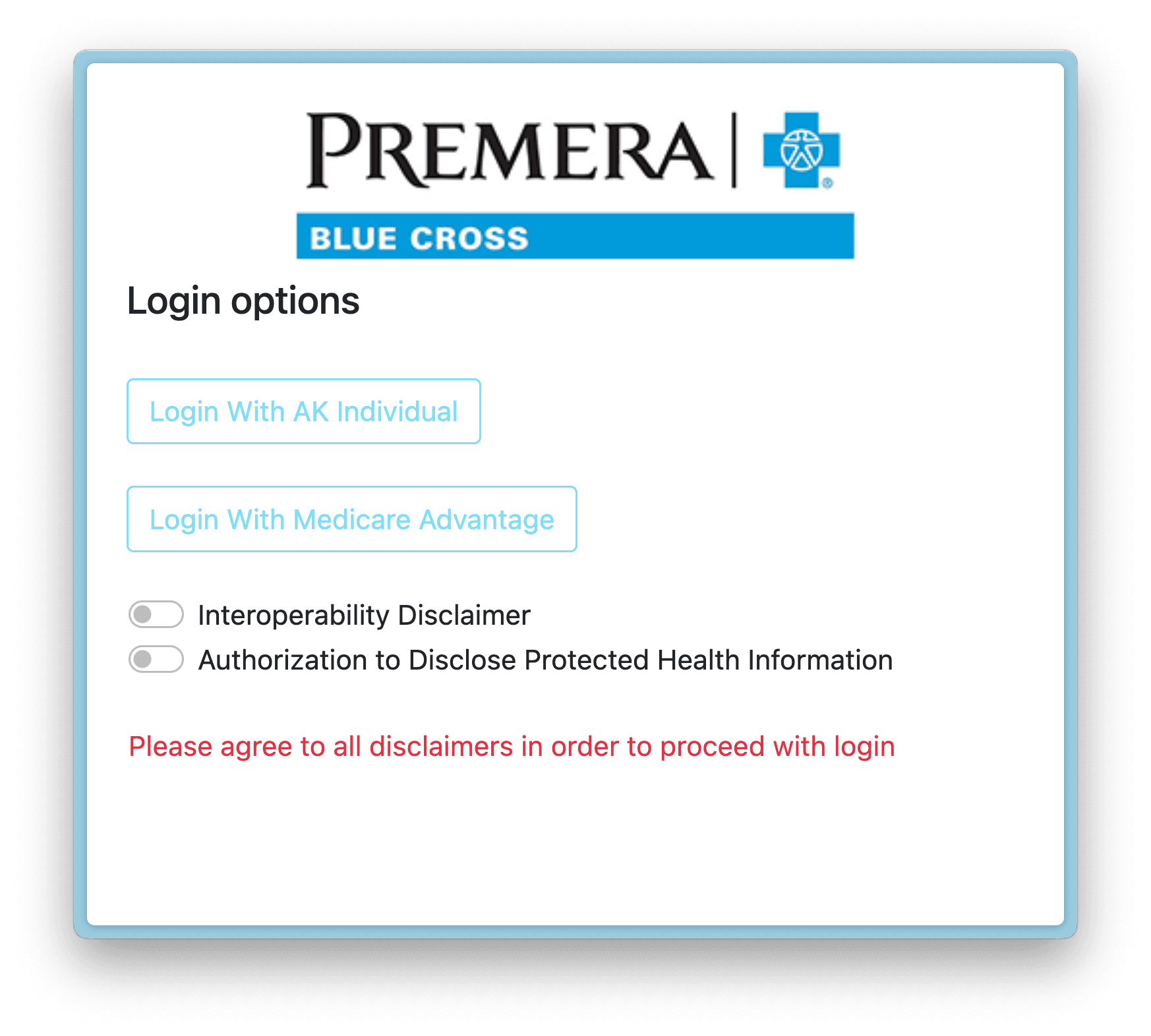 Premera Patient Access API Login