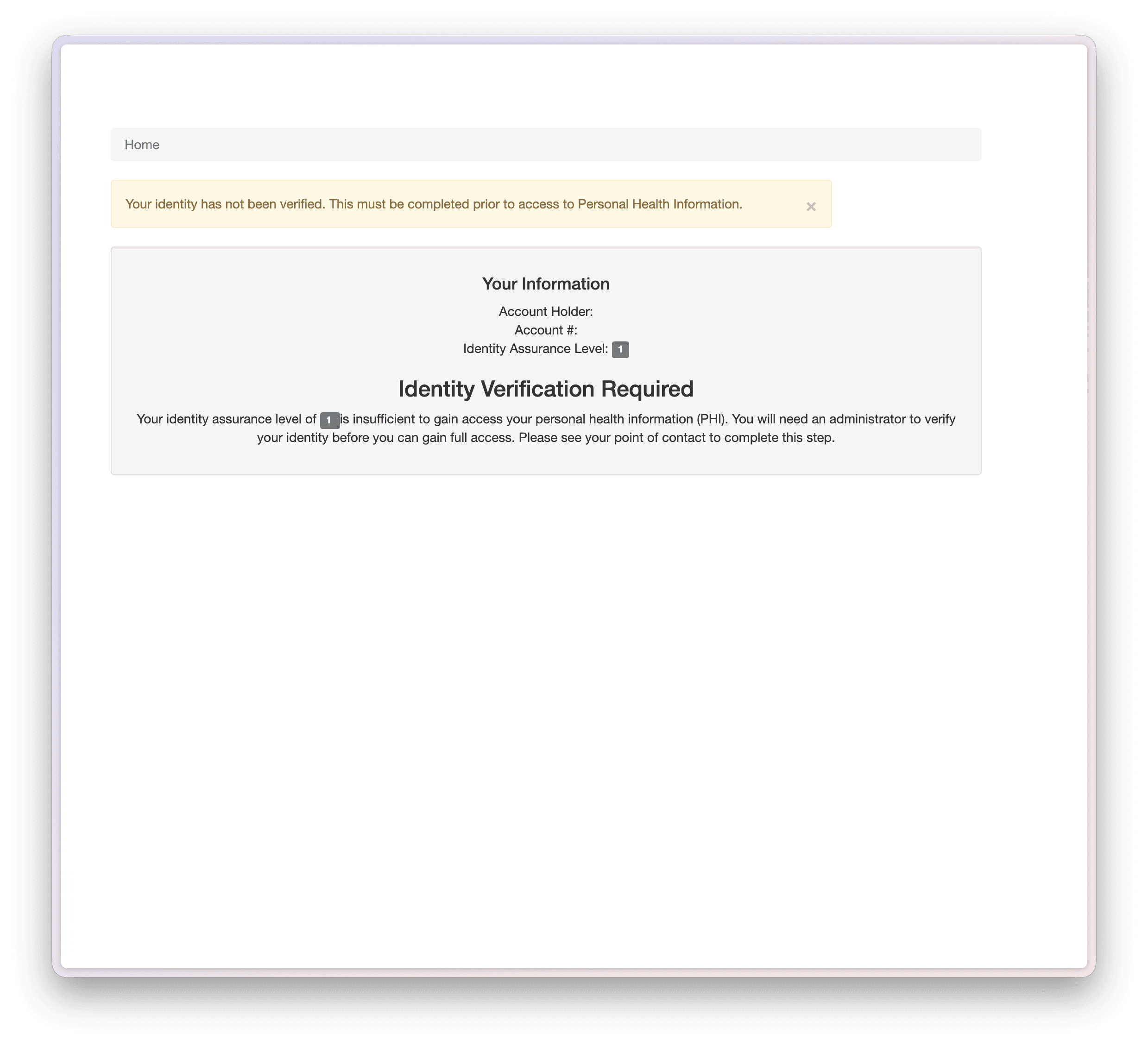 Abacus Insights identity verification required screen
