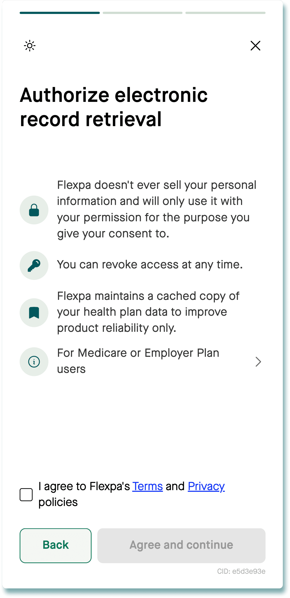 Flexpa consent screen