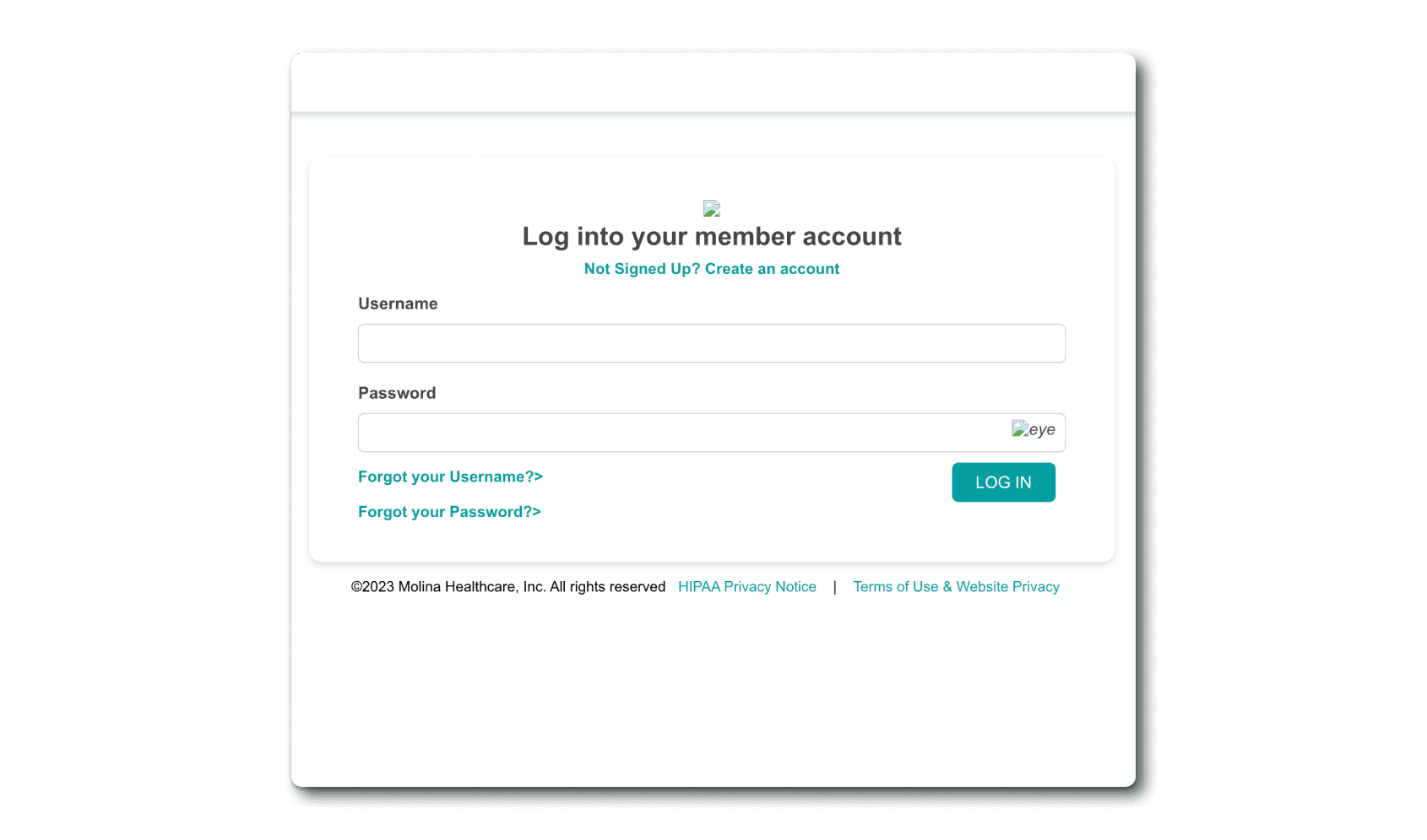 Flexpa Link Molina login modal