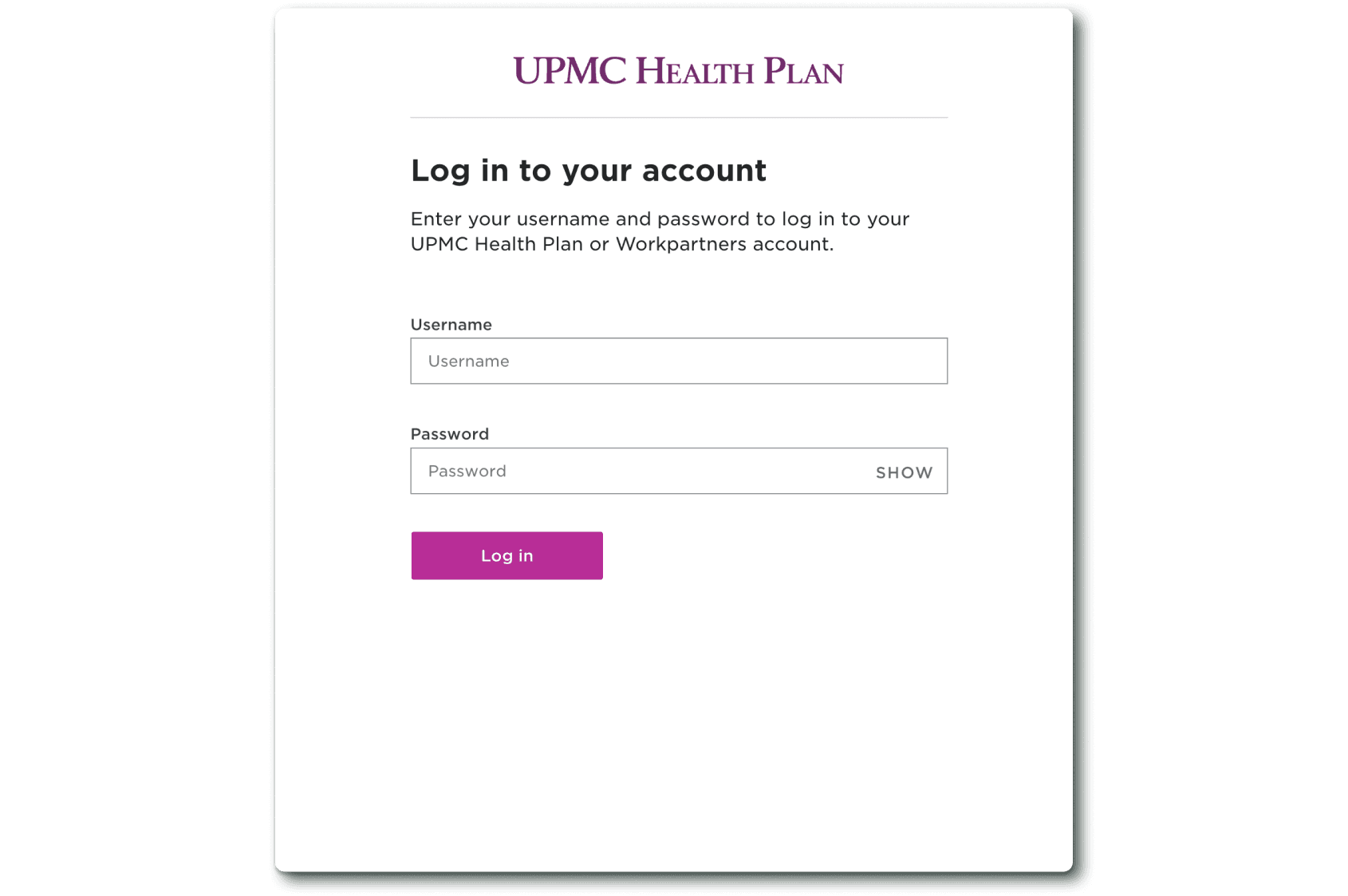 Flexpa Link UPMC login modal