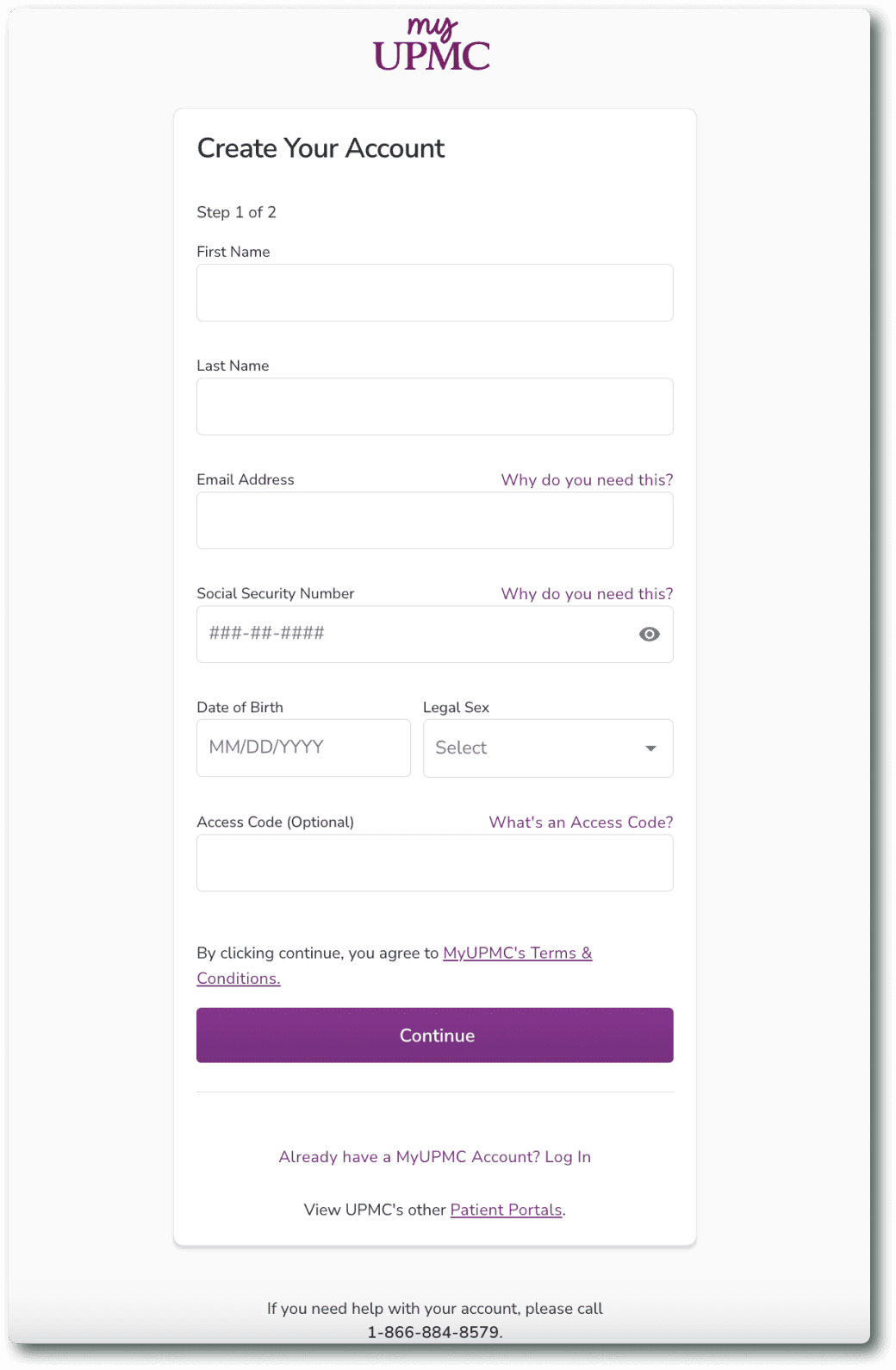 Flexpa Link UPMC registration modal