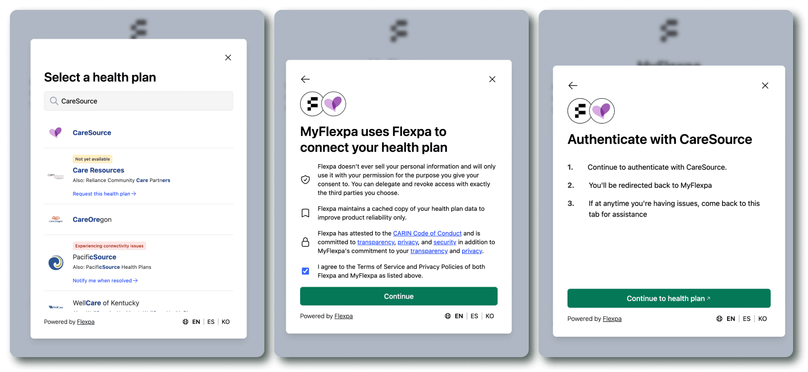 Flexpa Link Caresource search modals