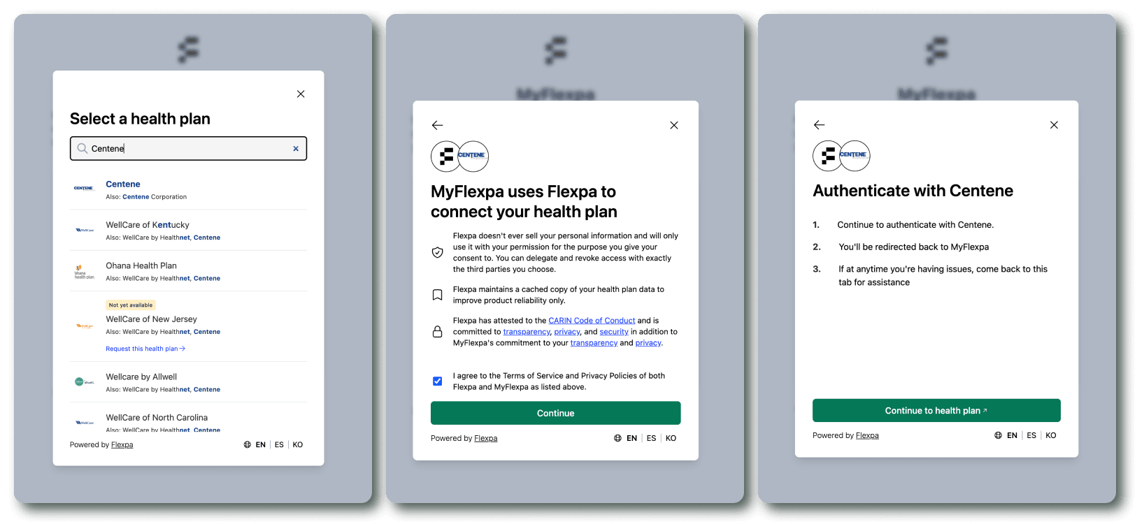 Flexpa Link Centene search modals