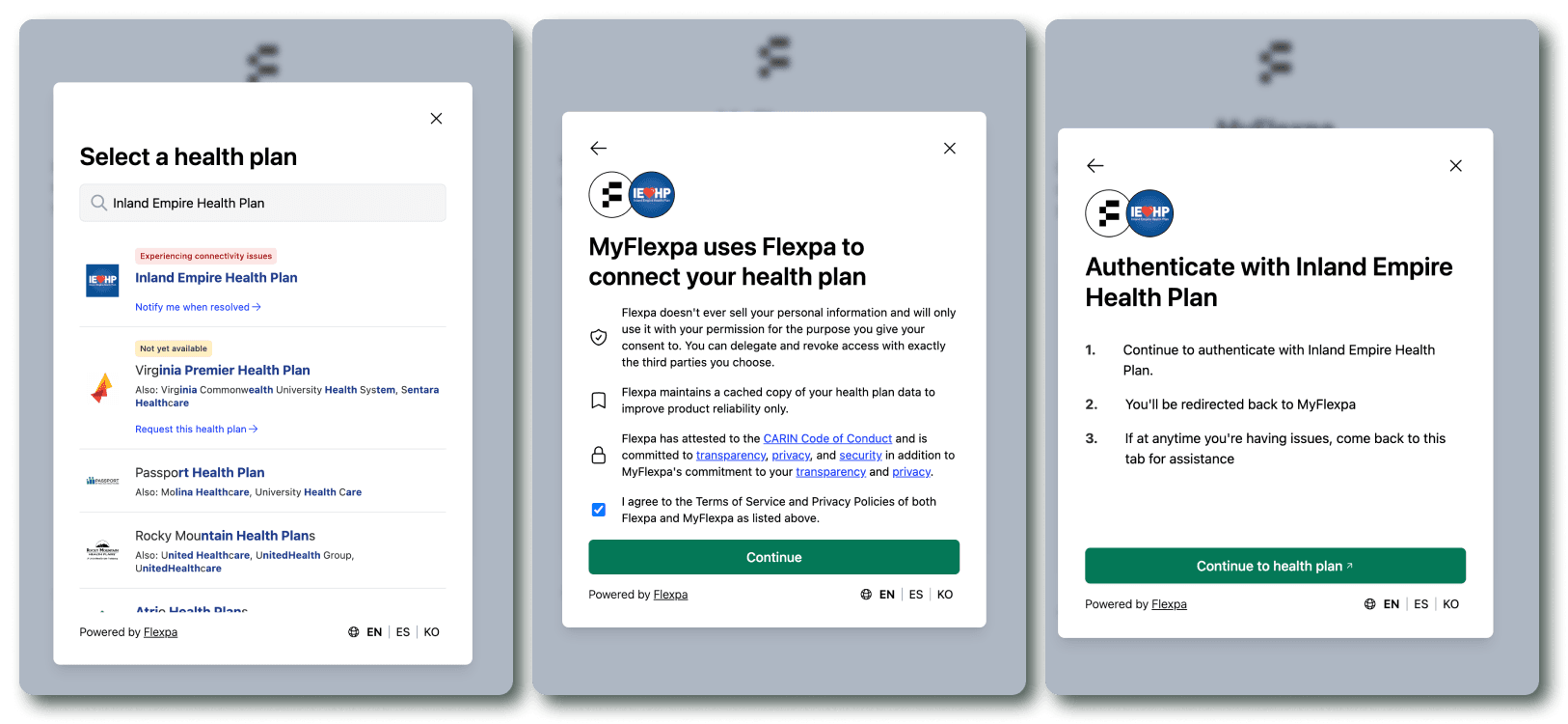 Flexpa Link Inland search modals