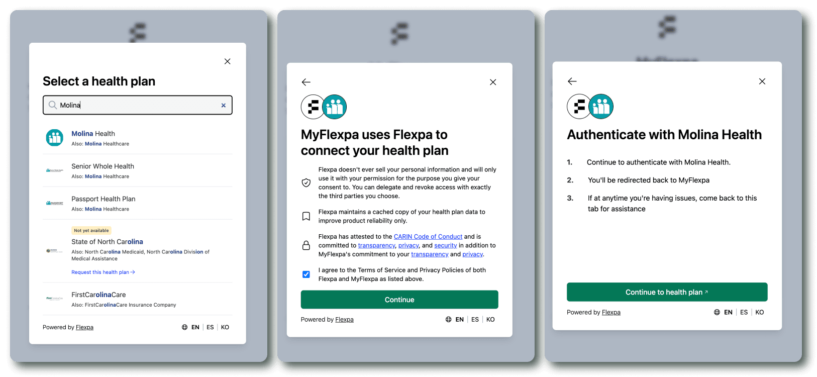 Flexpa Link Molina search modals