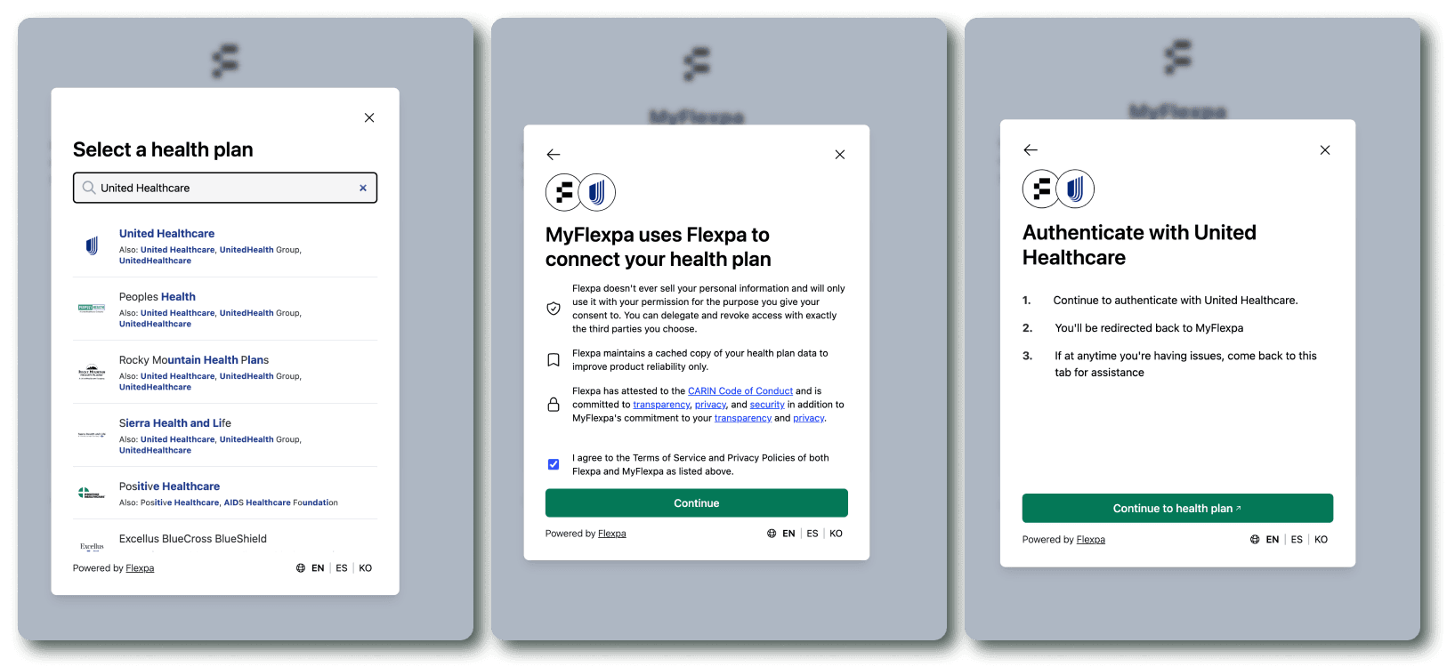 Flexpa Link United search modals