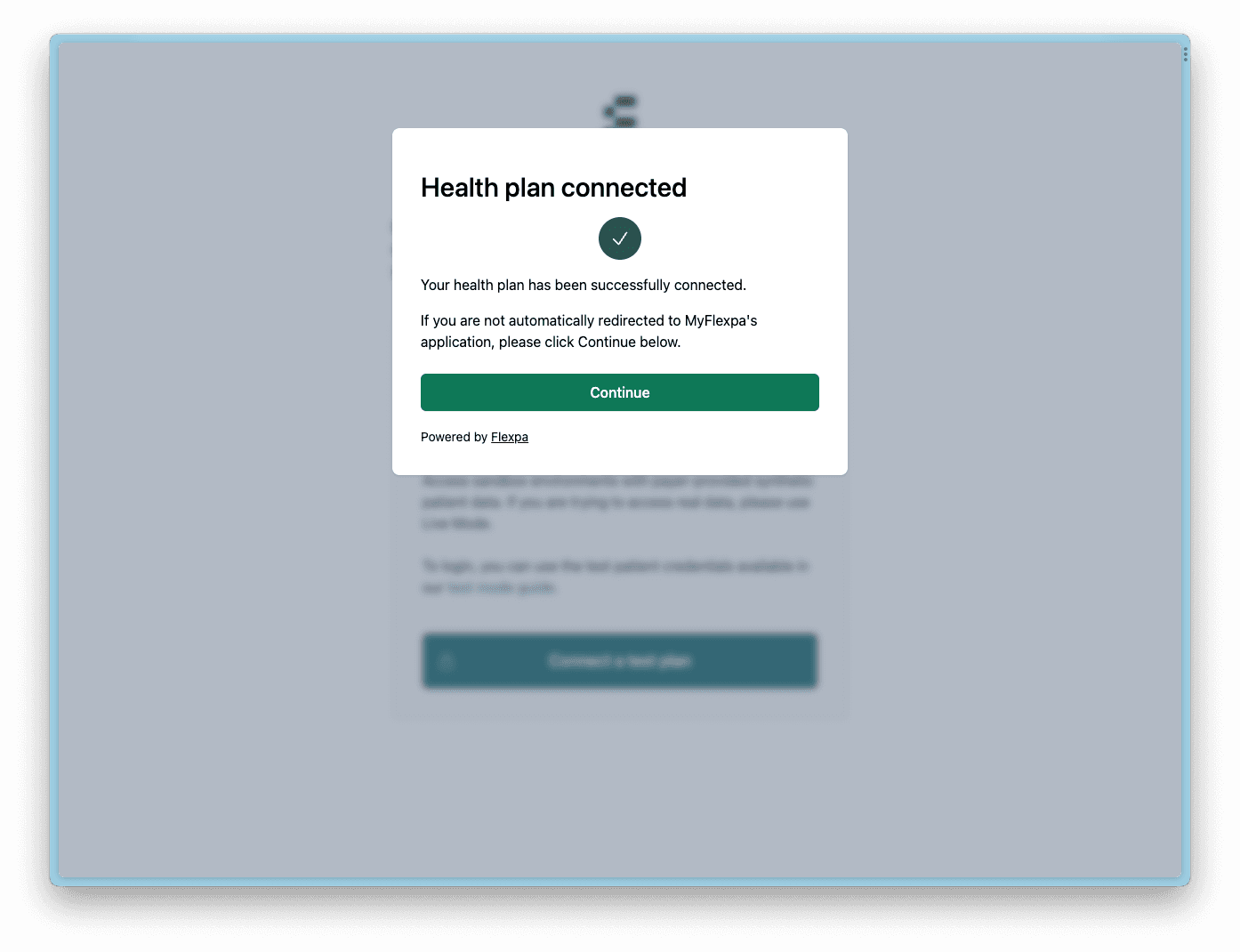 Flexpa Link health plan modal payer success