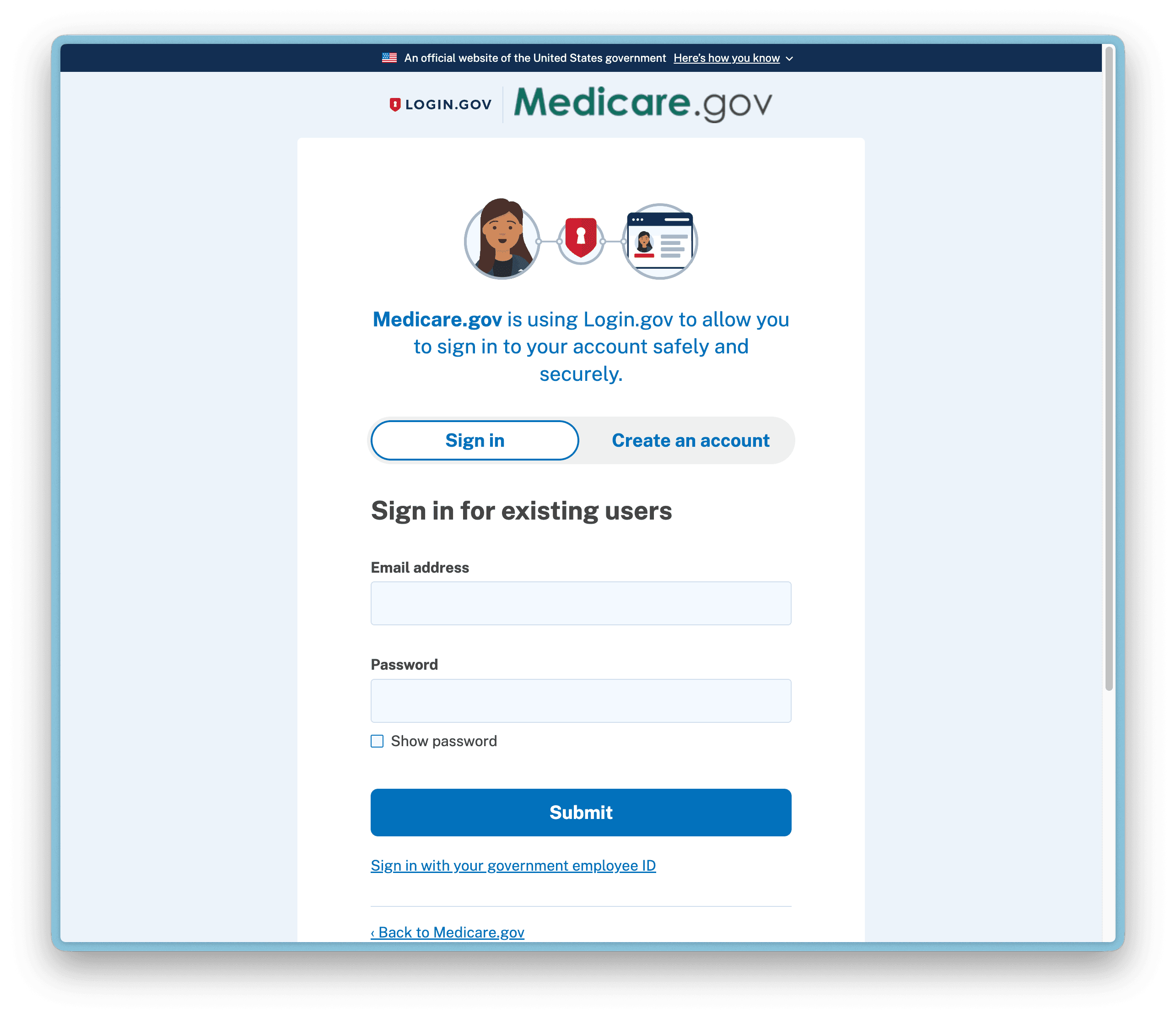 Medicare Login.gov sign in