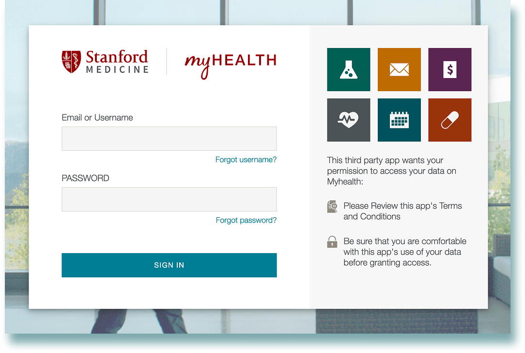 Stanford Medicine MyHealth (Epic MyChart) login page