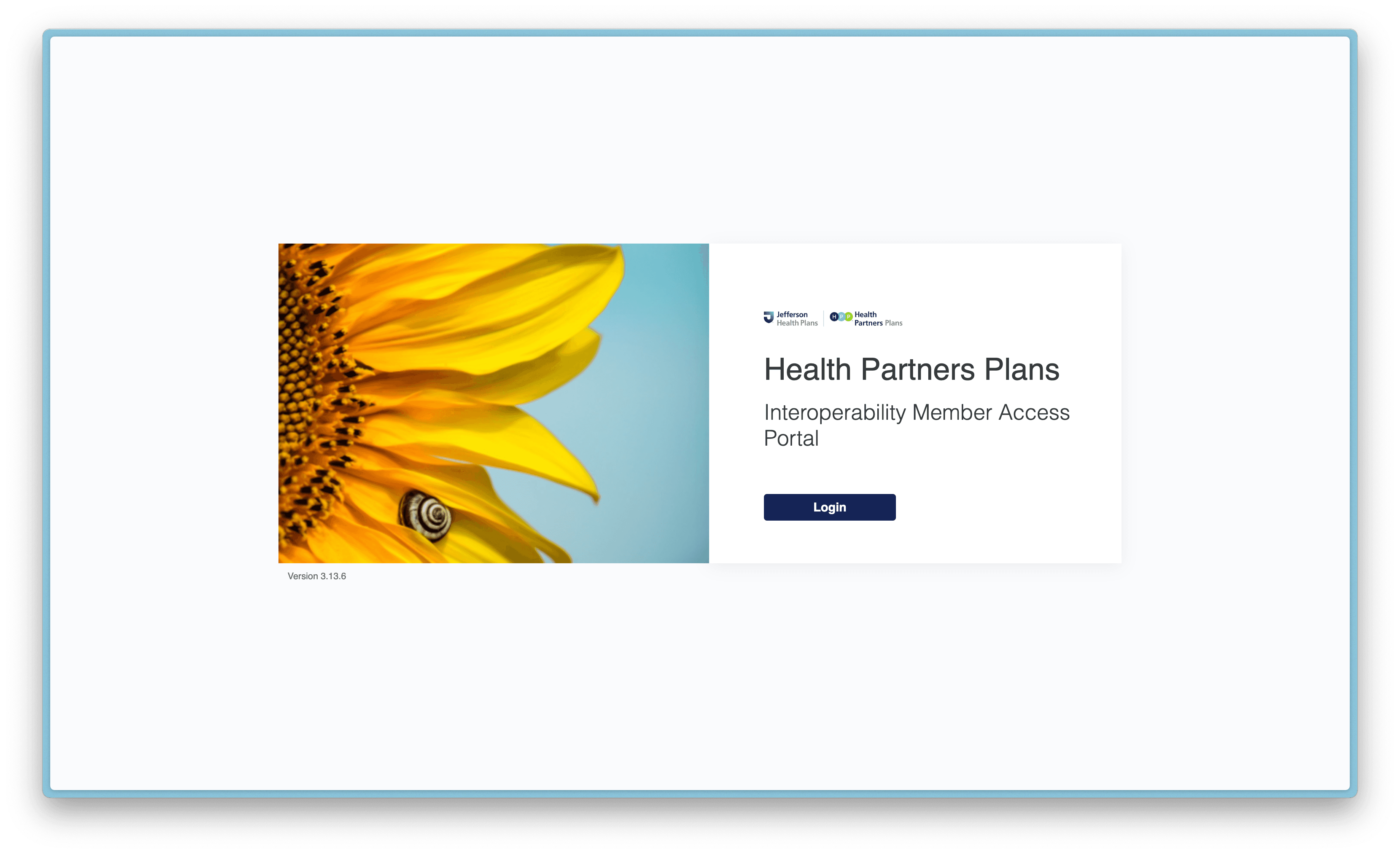 HPP Initial Login Screen