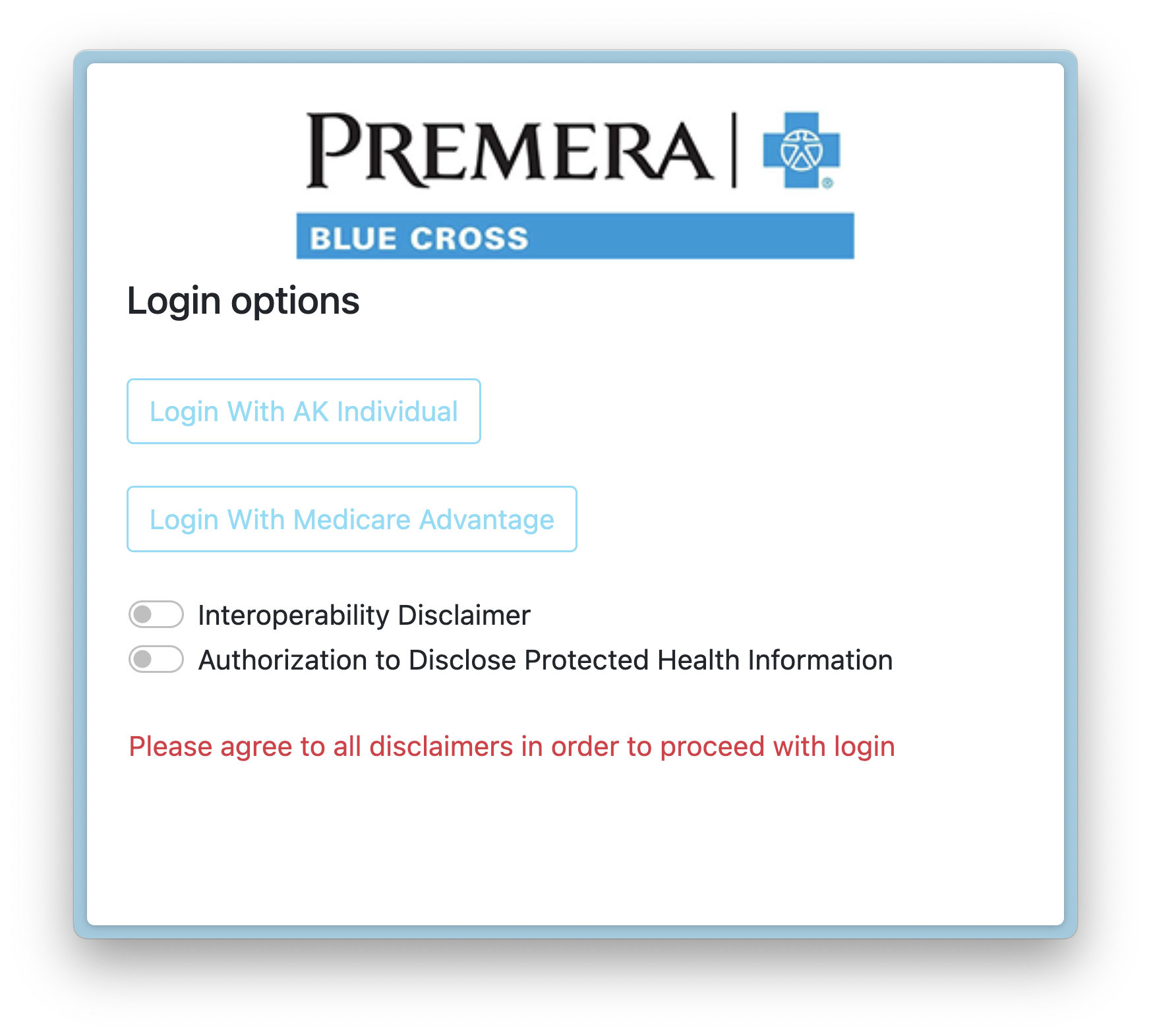 Premera Patient Access API Login