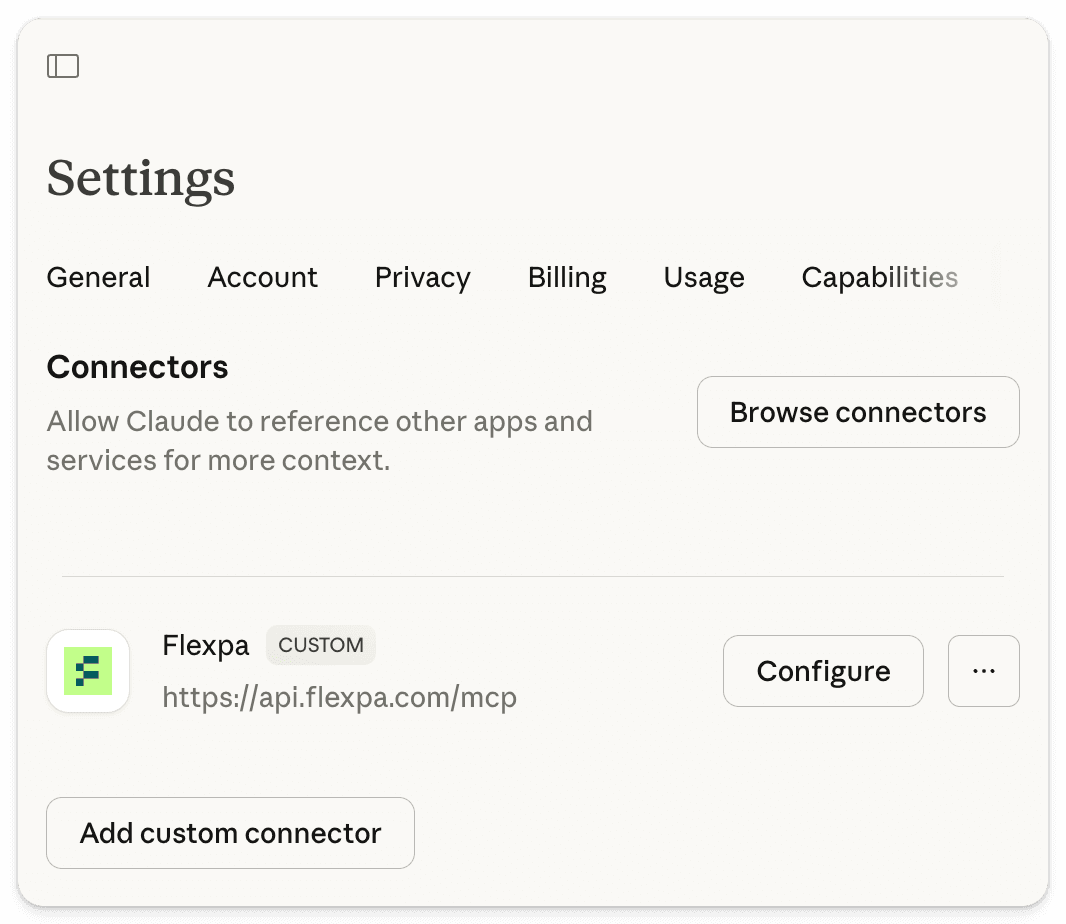 Claude custom connector configuration