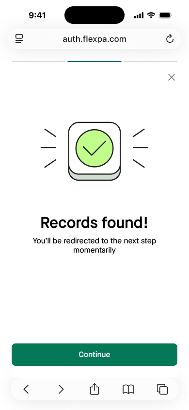 Records found success screen