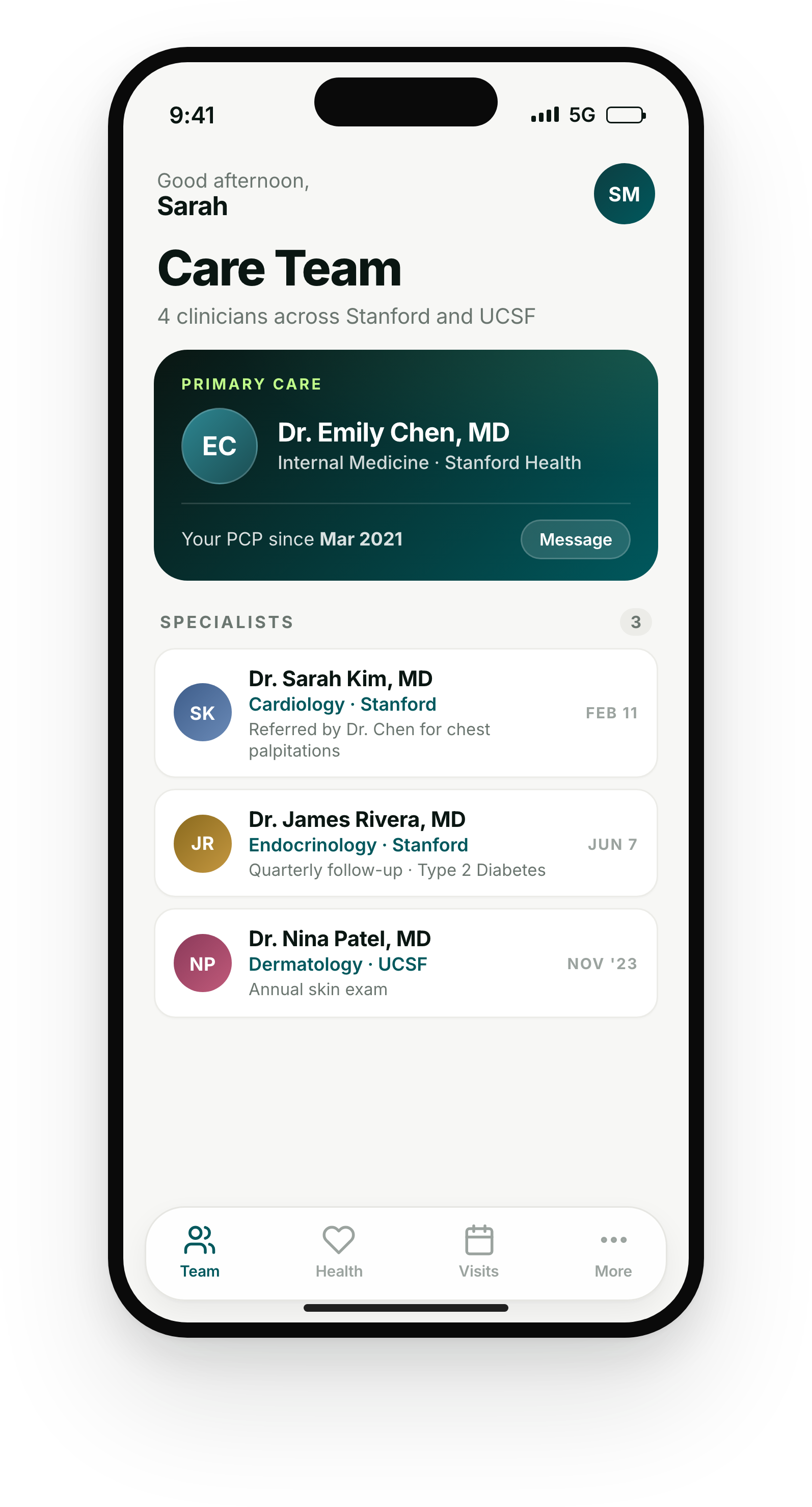 Health app showing complete provider details powered by Flexpa